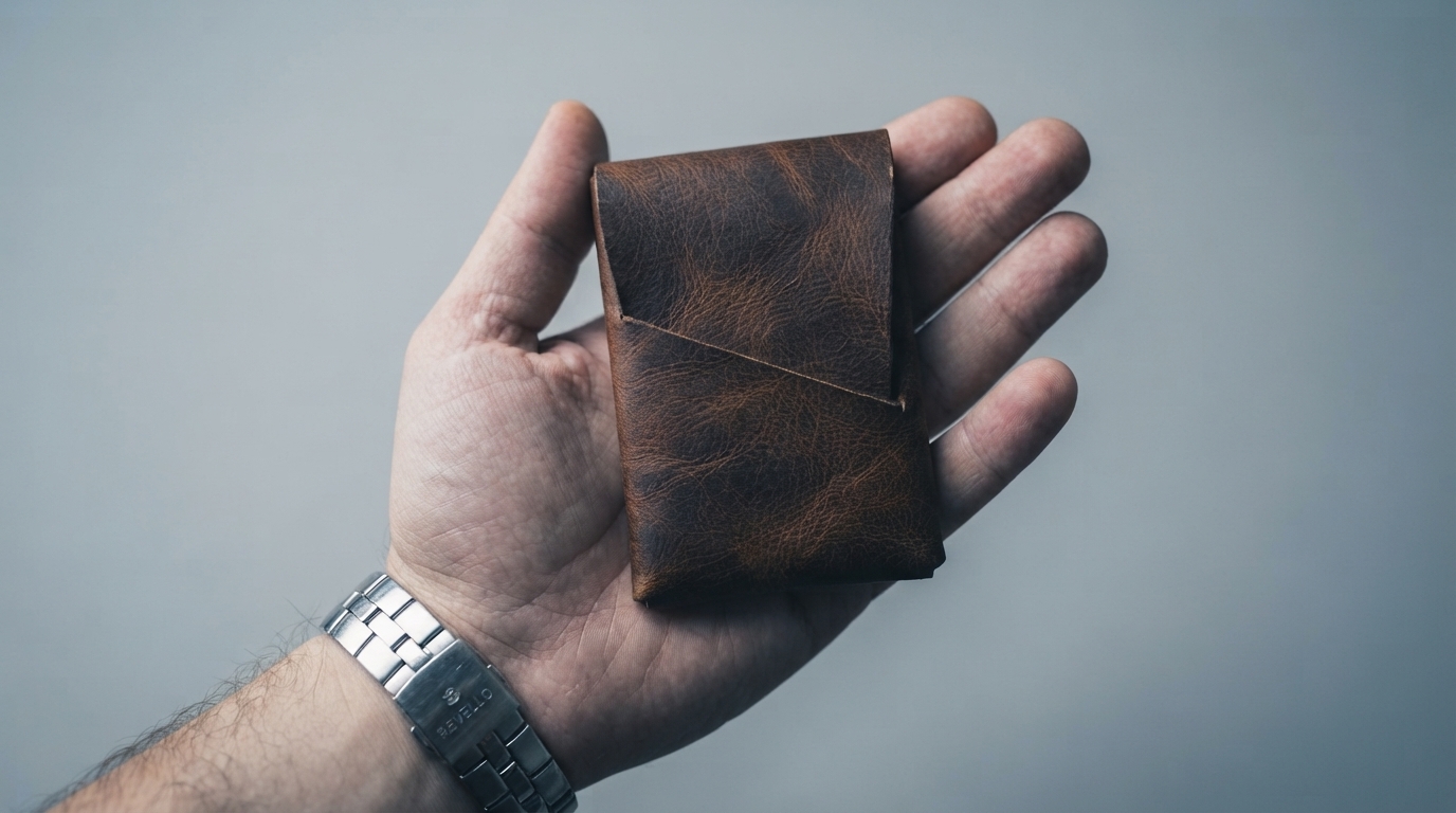Editorial illustration for Full-Grain Heirloom or Slim Modern Bifold: Which Durable Minimalist Wallet Philosophy Fits You?
