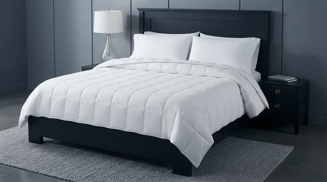 Editorial illustration for How to Choose a Down-Alternative Comforter: Matching Fill Material to Your Sleep Style